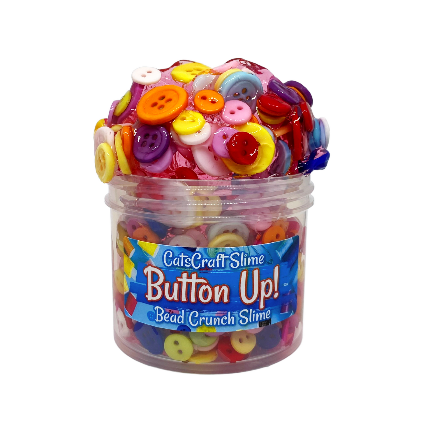 Button Up Bead Crunch Clear Slime