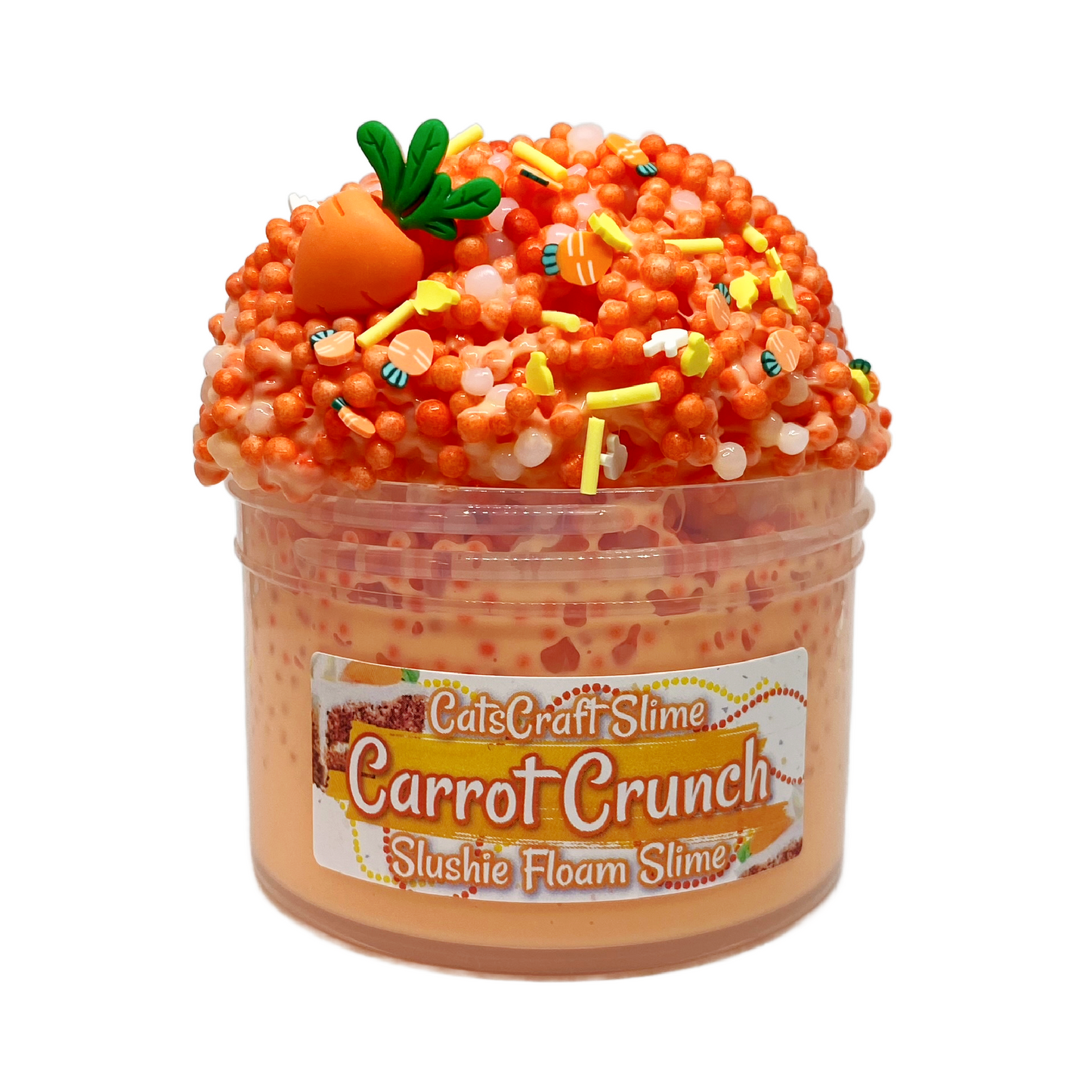 White glue Slushie Floam Slime "Carrot Crunch" SCENTED crunchy ASMR With Charm