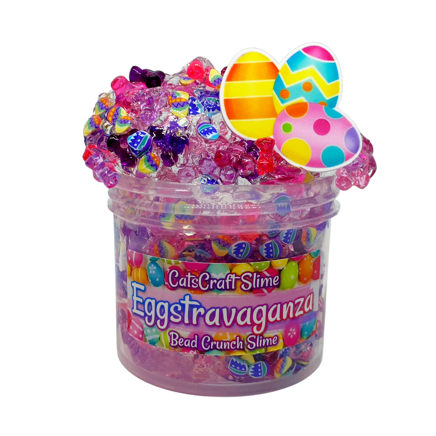 Bead Crunch Clear Slime "Eggstravaganza" Scented Stretchy Slime ASMR 4 oz