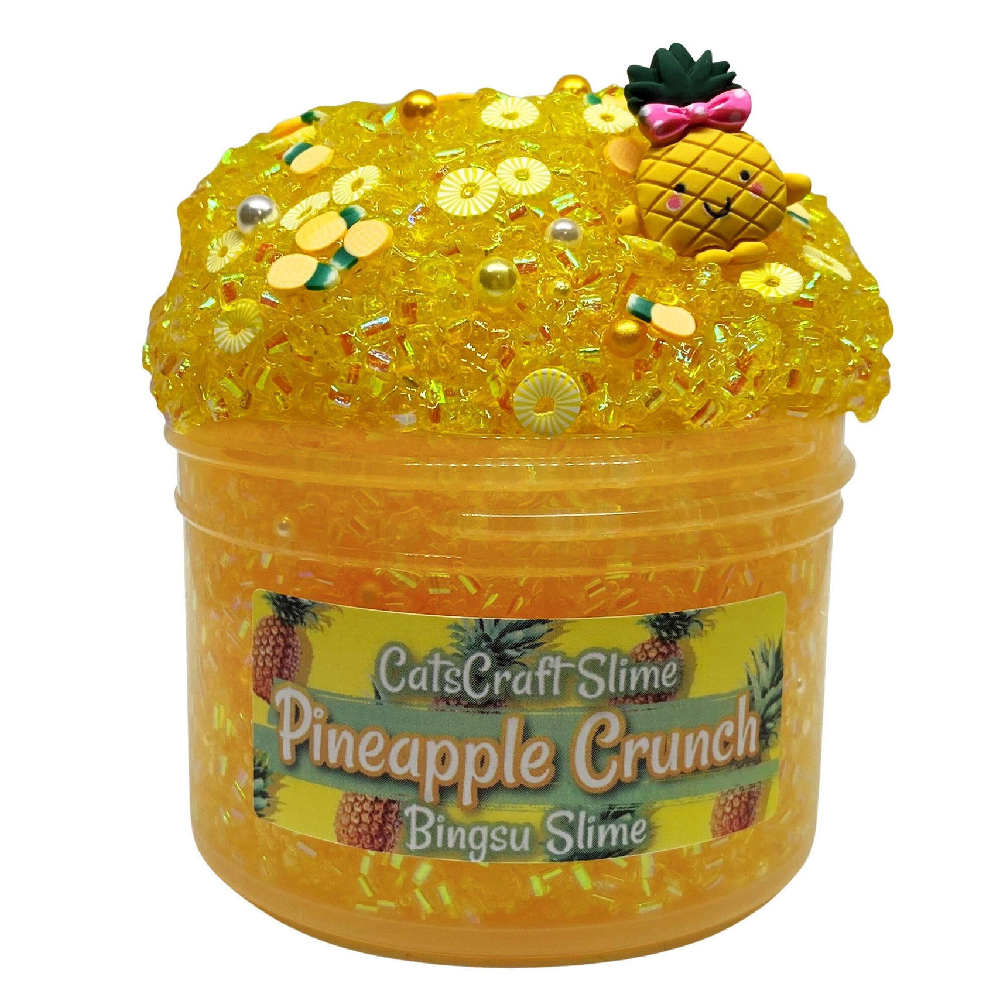 Bingsu Slime Pineapple Crunch SCENTED clear bingsu bead crunchy ASMR With  Charm