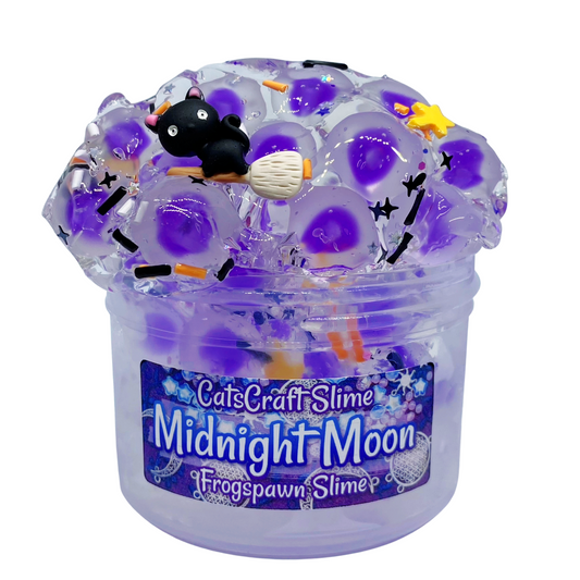 Frog Spawn Slime "Midnight Moon" Unscented Stretchy Frogspawn crunchy Halloween Slime ASMR 6 oz