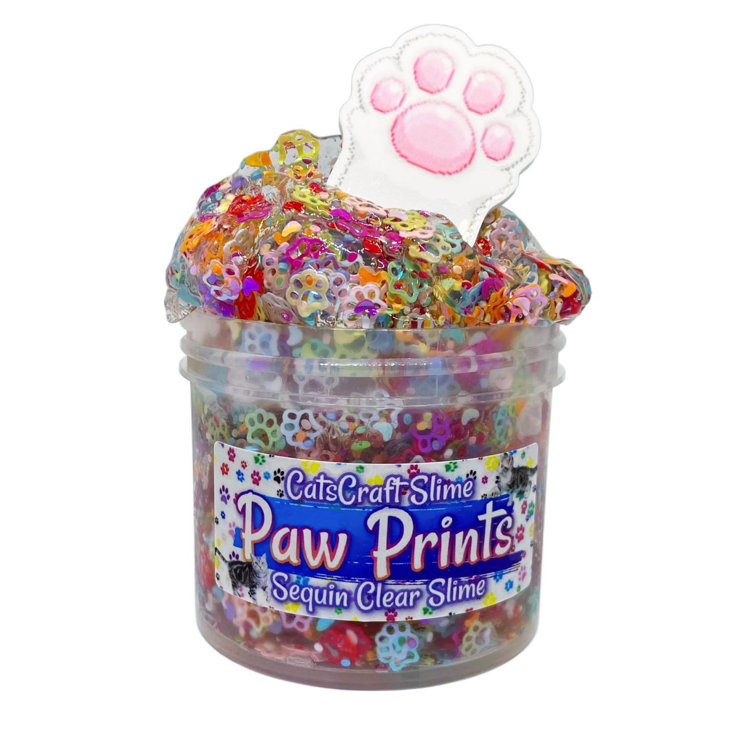 Pawprints Sequin Crunch Clear Slime