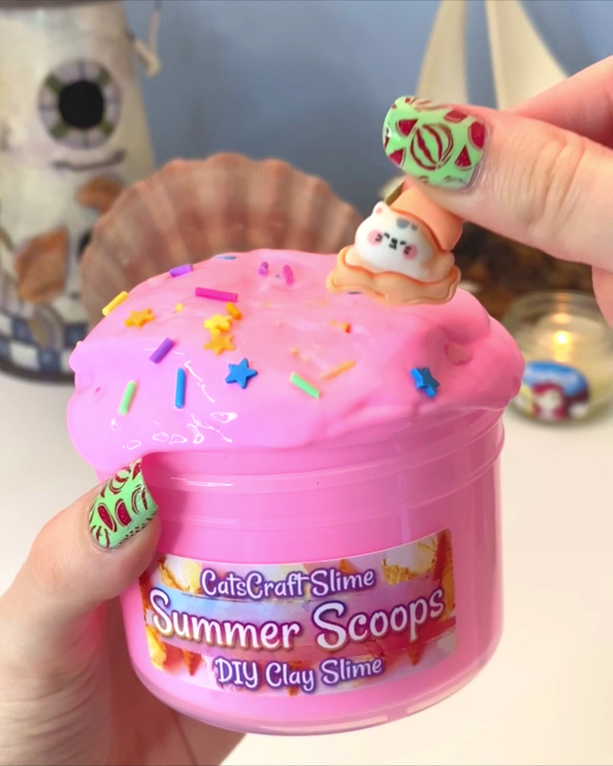 Summer Scoops slime mixing DIY Video
