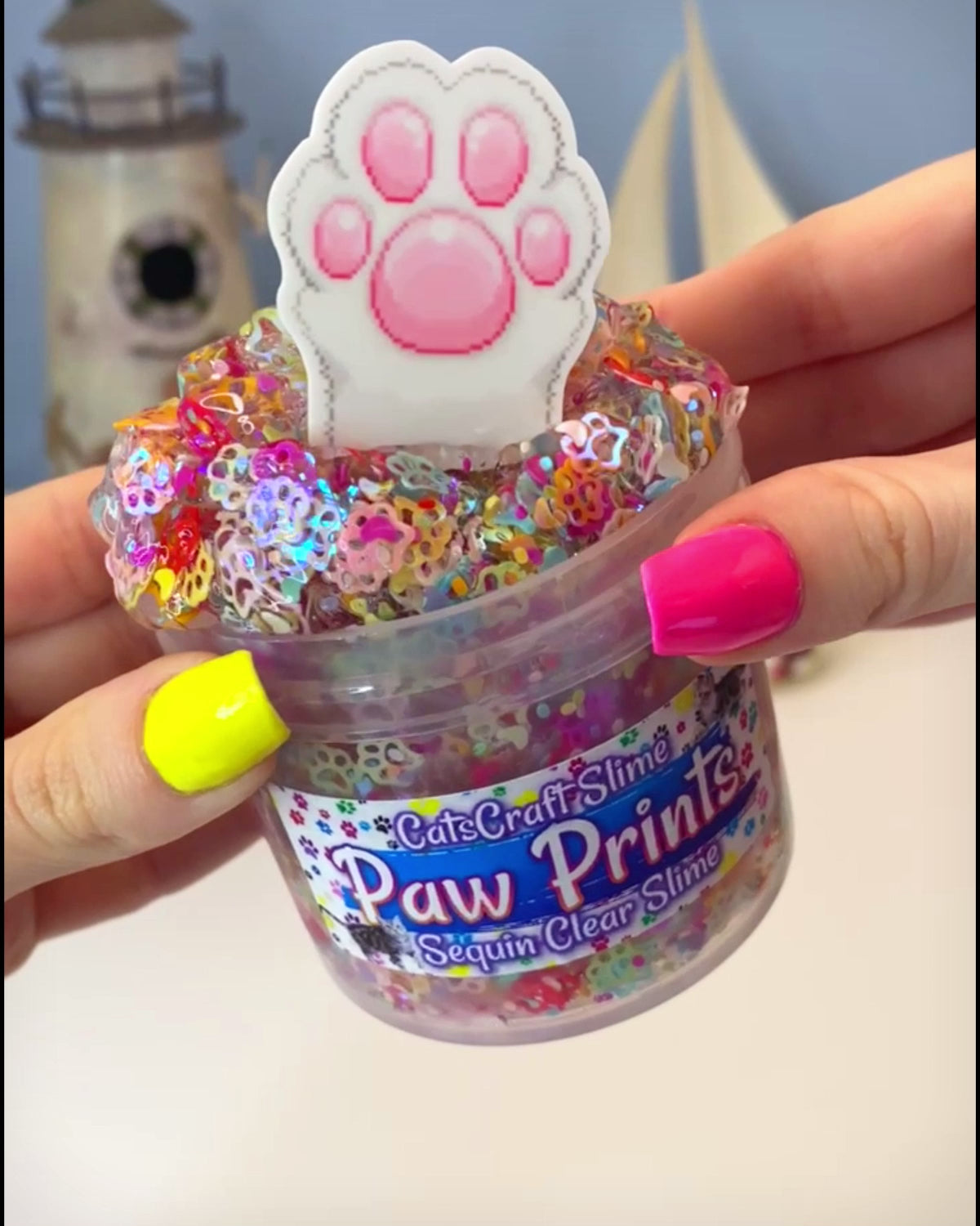 Pawprints Sequin Clear Slime Video