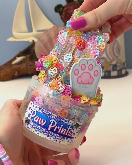 "Paw Prints" - Sequin Clear Slime