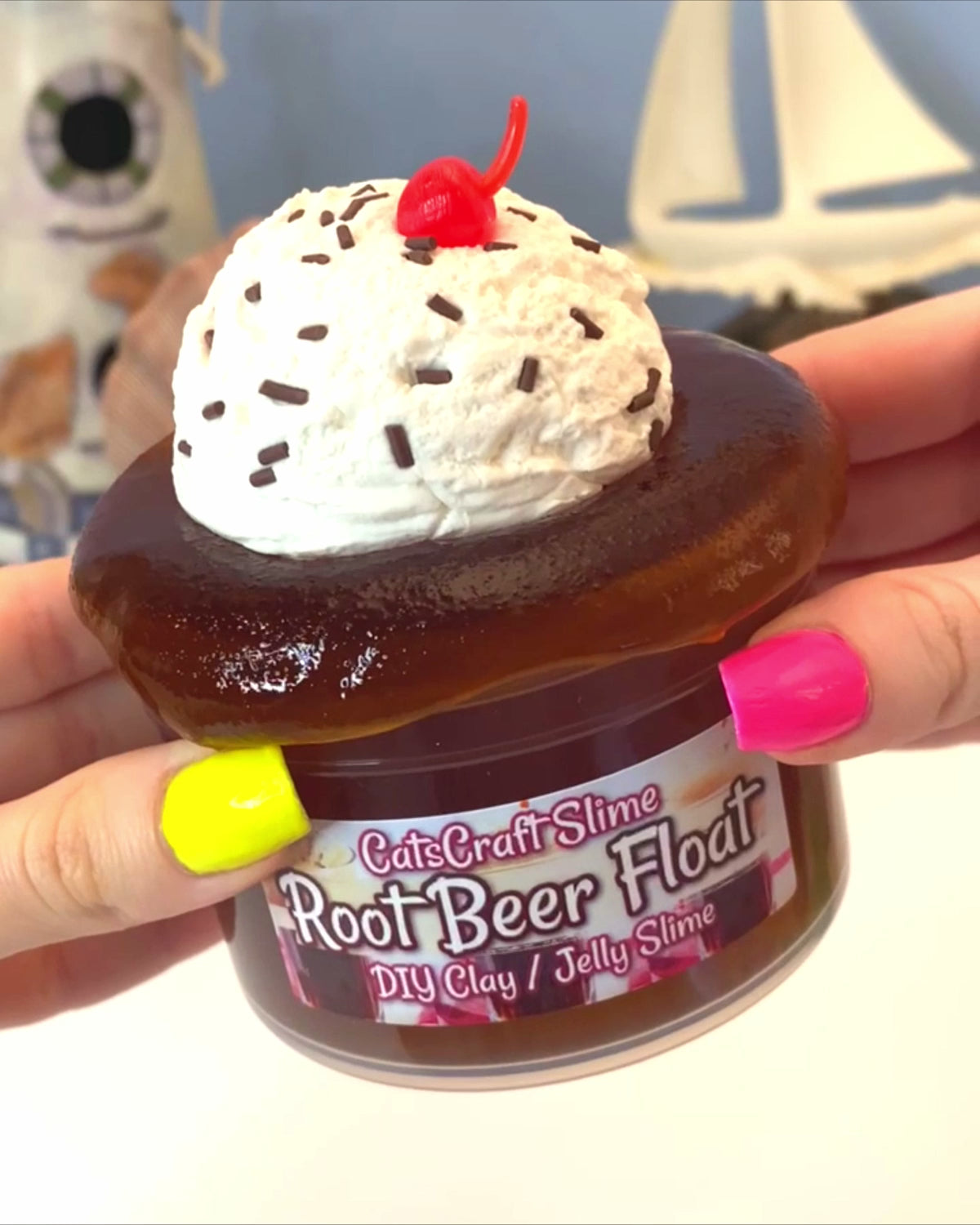 Rootbeer Float Slime mixing video