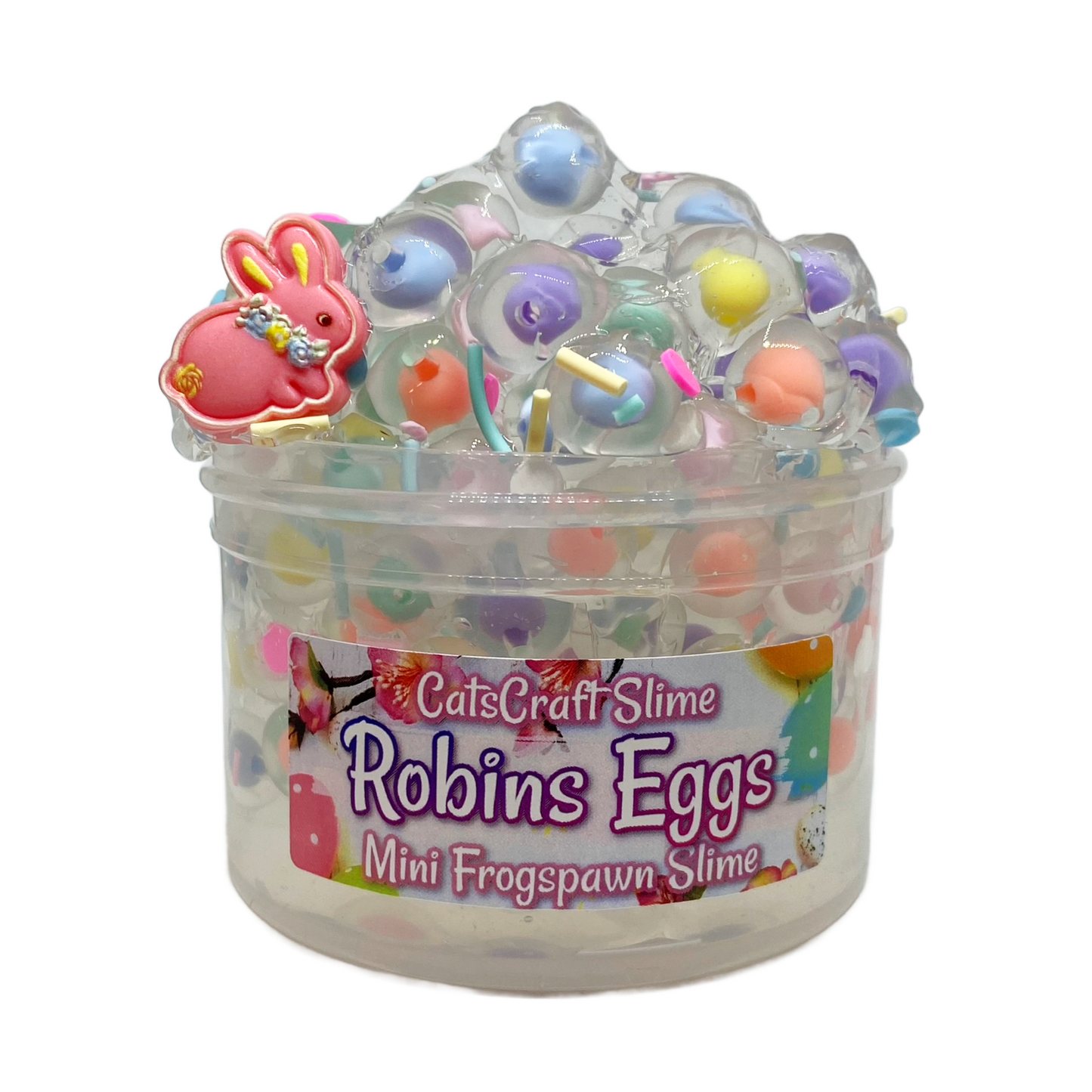 Frog Spawn Slime "Robins Eggs" Unscented Stretchy Mini Frogspawn crunchy Easter Slime ASMR 6 oz