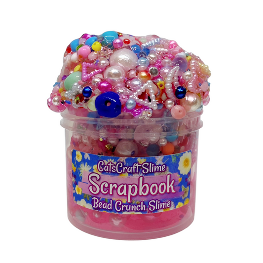 Bead Crunch Clear Slime "Scrapbook" Scented Stretchy Slime ASMR 4 oz