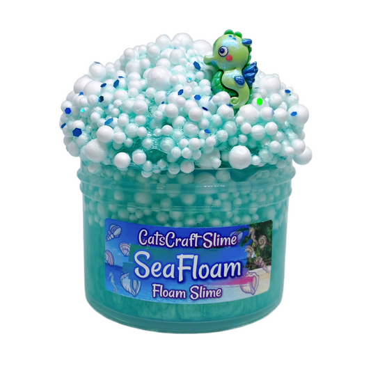 Floam Clear Slime "Sea Floam" SCENTED crunchy ASMR foam beads seahorse slime with charm
