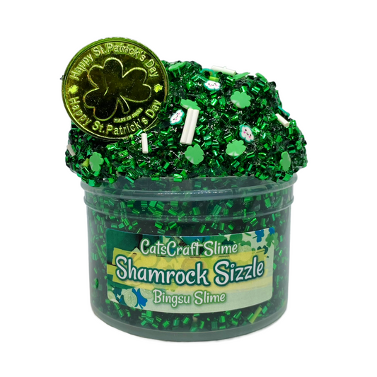 Bingsu Slime "Shamrock Sizzle" SCENTED clear green bingsu bead crunchy ASMR With St Patricks Day Charm