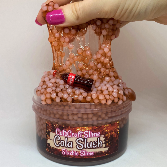 Slushie Slime "Cola Slush" SCENTED clear Slushee bead crunchy ASMR with Soda Bottle Charm