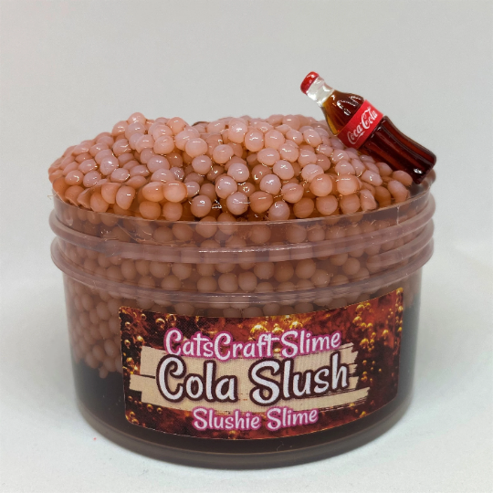 Slushie Slime "Cola Slush" SCENTED clear Slushee bead crunchy ASMR with Soda Bottle Charm