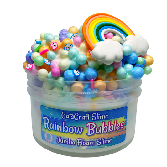Jumbo Floam Slime "Rainbow Bubbles" SCENTED crunchy ASMR foam beads with rainbow charm