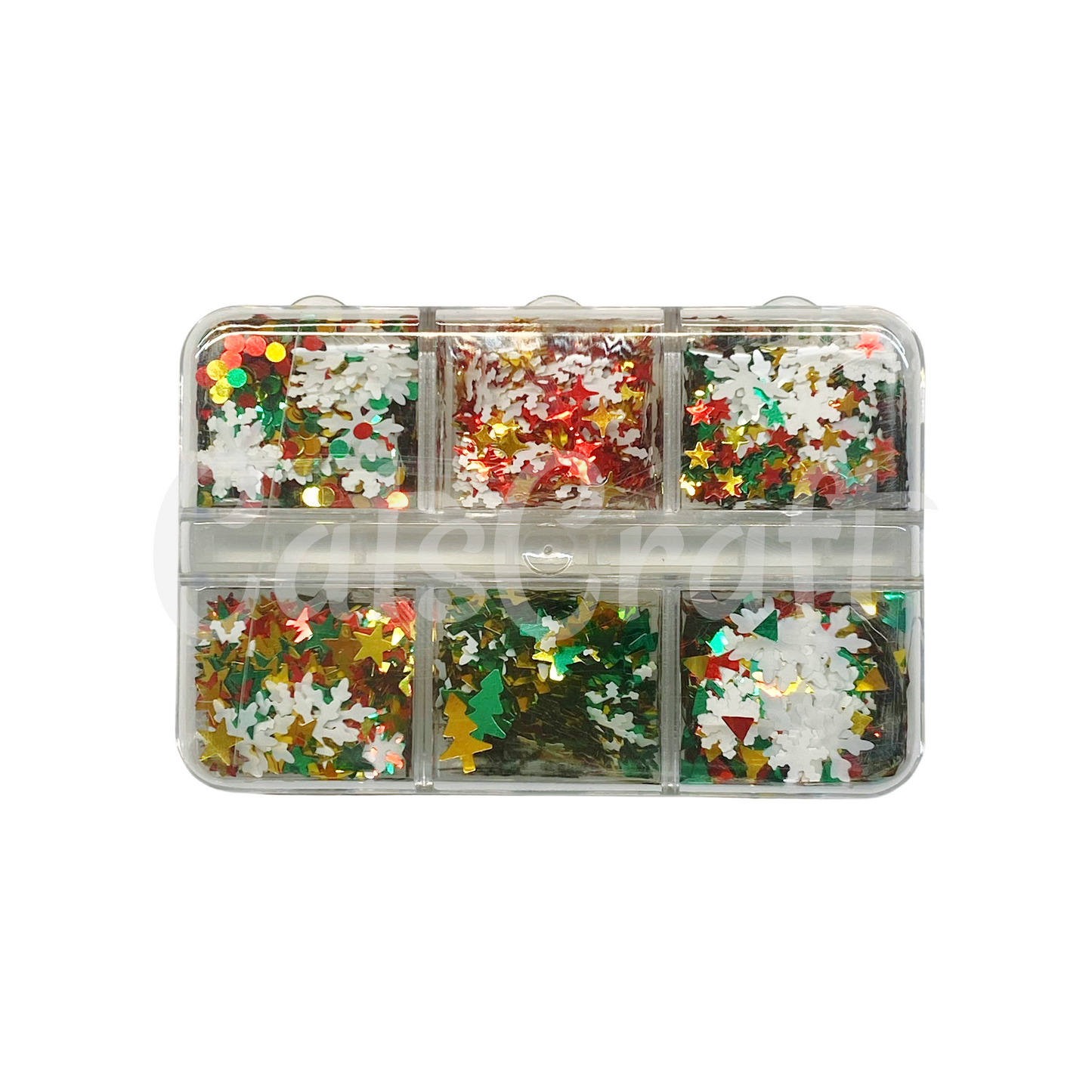 6 Grid set Glitter Christmas Shapes for Slime Filling Materials DIY