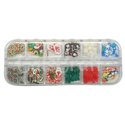 12 Grid set Fimo Christmas Shapes Slices Polymer Clay Sprinkles for Slime Filling Materials DIY