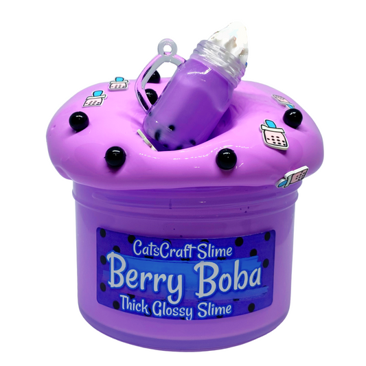 Thick Glossy Slime "Berry Boba" SCENTED ASMR Charm Fimos