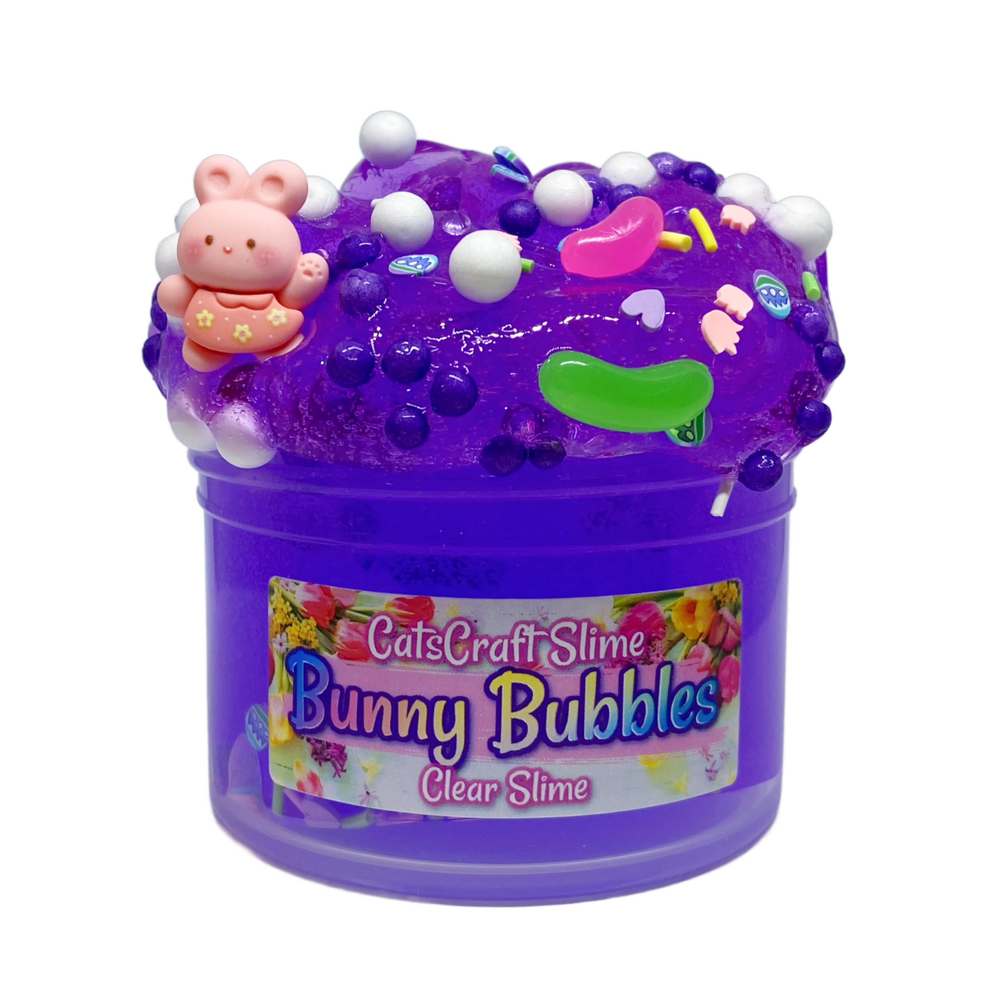 Clear Slime "Bunny Bubbles" Scented Stretchy Easter Slime ASMR 6 oz