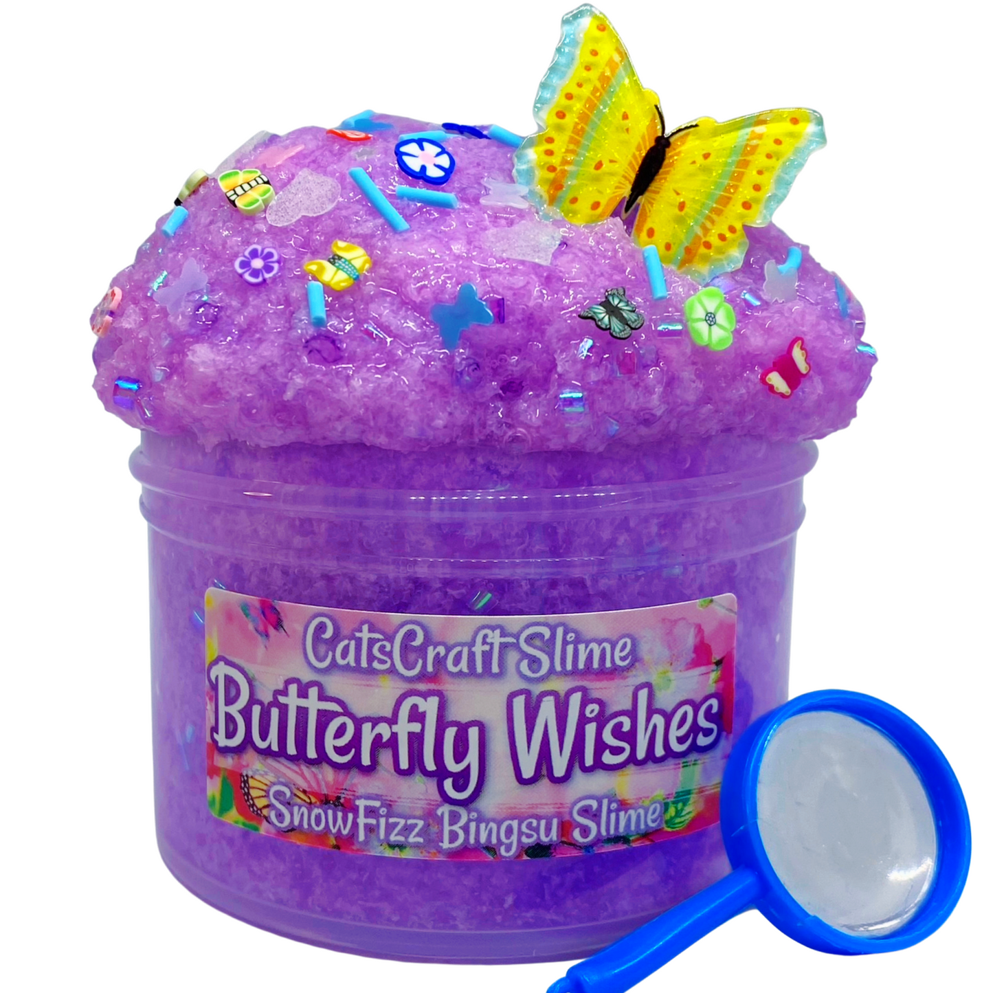 Snow Fizz Bingsu "Butterfly Wishes" Scented crunchy Slime ASMR with Charms