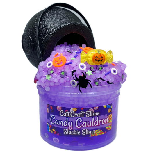 Slushie Slime "Candy Cauldron" SCENTED purple crystal clear slushee bead crunchy Halloween ASMR