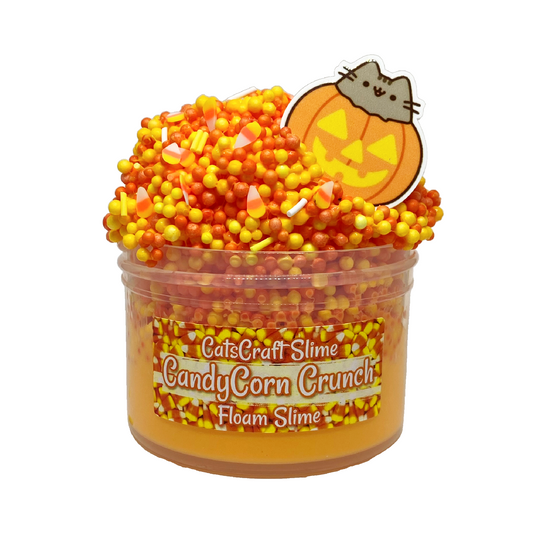 Full Floam Slime "Candycorn Crunch" SCENTED crunchy ASMR foam beads Halloween slime with cat charm