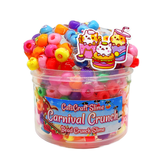 Bead Crunch Clear Slime "Carnival Crunch" Scented Stretchy Slime ASMR 6 oz