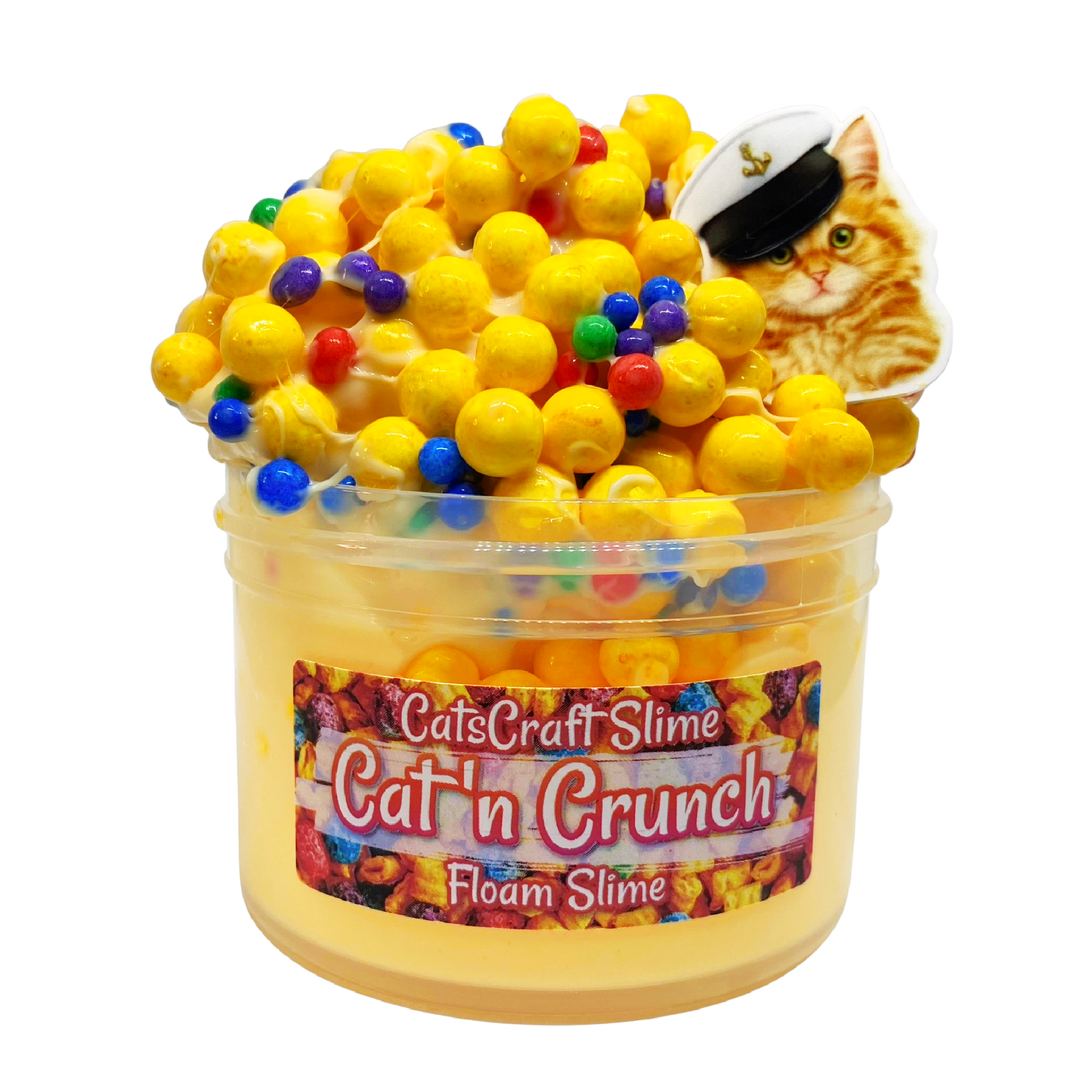 Jumbo Floam Slime "Cat'n Crunch" SCENTED crunchy ASMR foam beads with cat charm