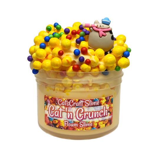 Jumbo Floam Slime "Cat'n Crunch" SCENTED crunchy ASMR foam beads with cat charm