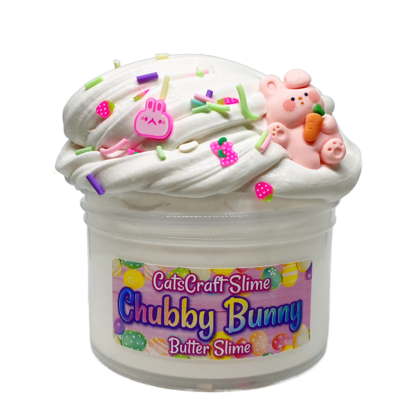 Butter Slime "Chubby Bunny" Sprinkles Scented with Charm Inflating Soft ASMR