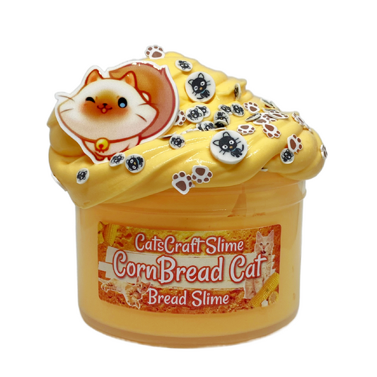 Bread Slime "CornBread Cat" Scented with Charm Sprinkles and Inflating Soft ASMR