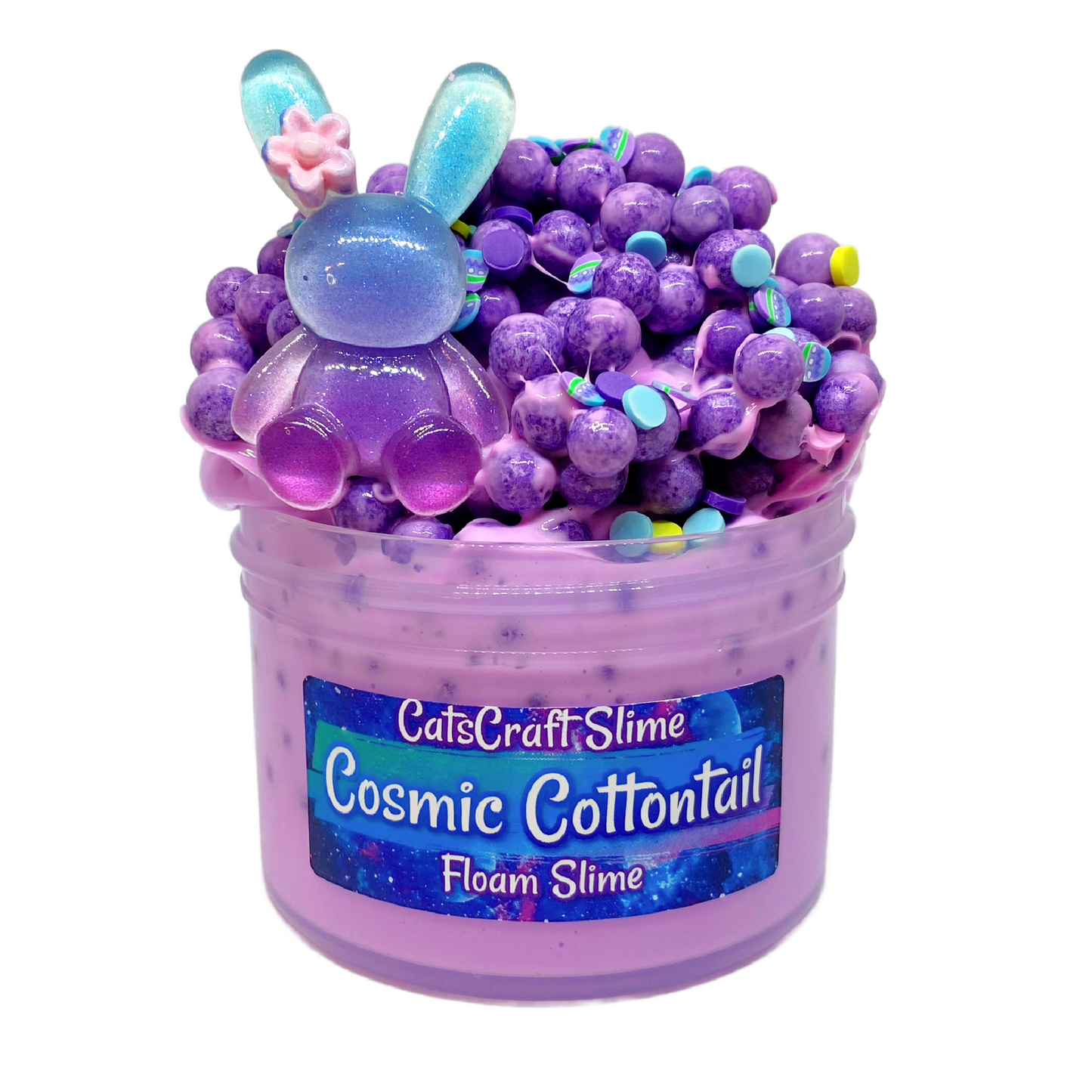Jumbo Floam Slime "Cosmic Cottontail" SCENTED crunchy ASMR foam beads with Easter Bunny charm