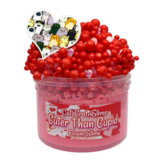 Jumbo Floam Slime "Cuter than Cupid" SCENTED Valentines crunchy ASMR foam beads with cat charm