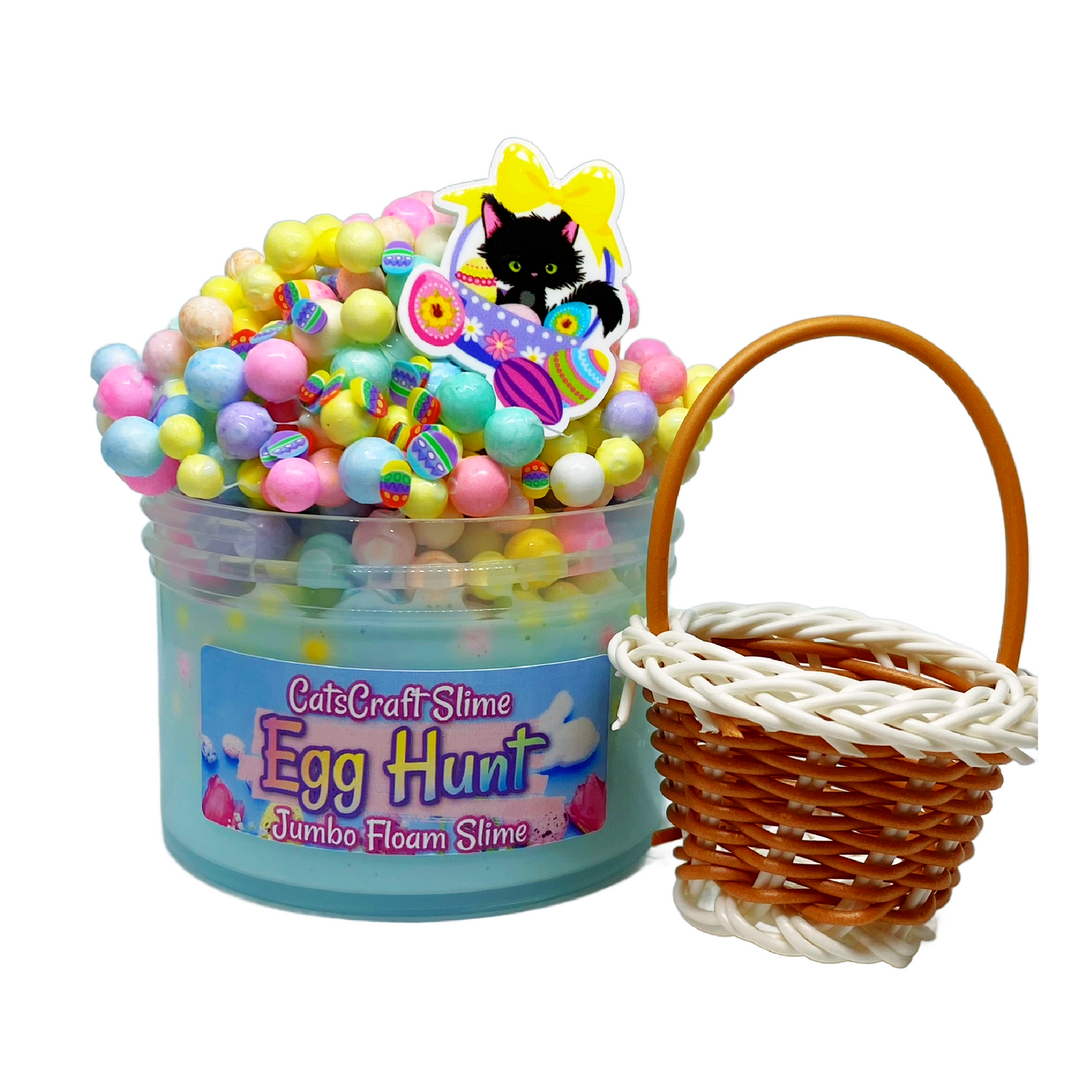 Jumbo Floam Slime "Egg Hunt" SCENTED Easter crunchy ASMR foam beads with mini Basket and charm