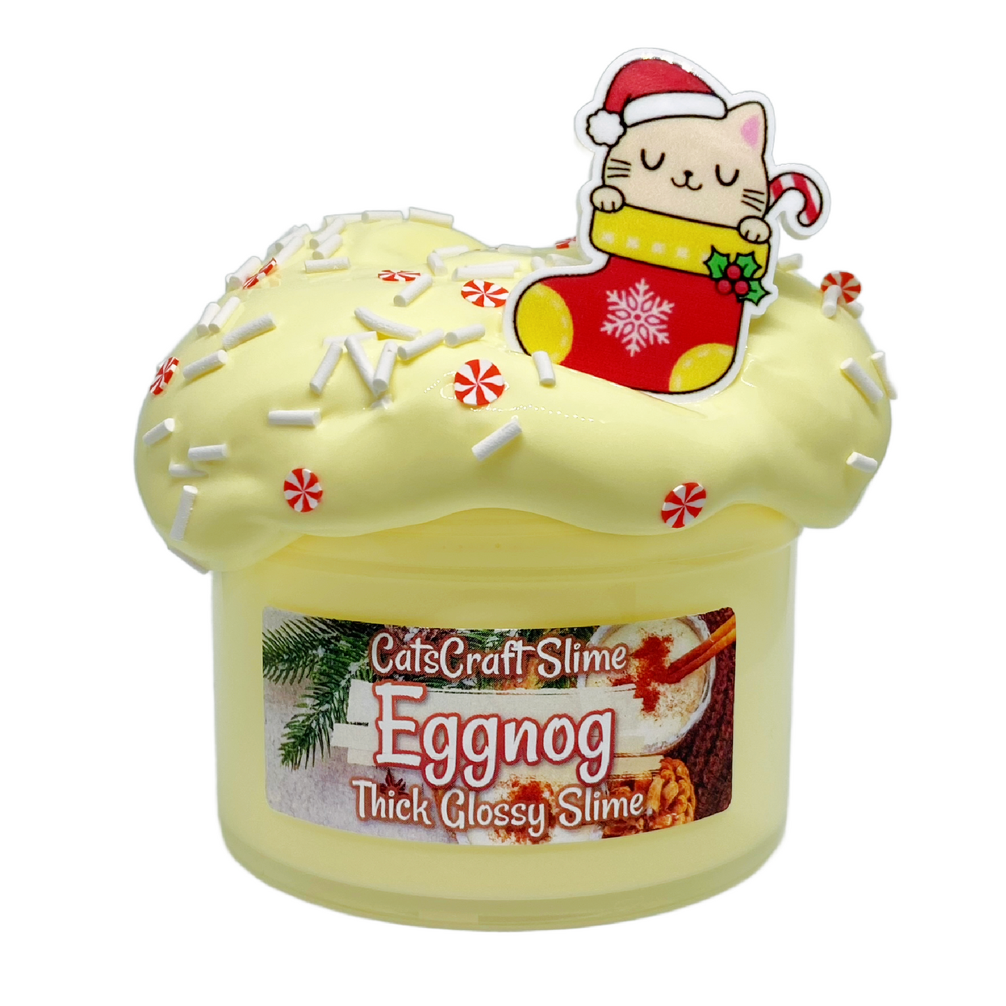 Thick Glossy Slime "Eggnog" SCENTED ASMR Charm Fimos Christmas
