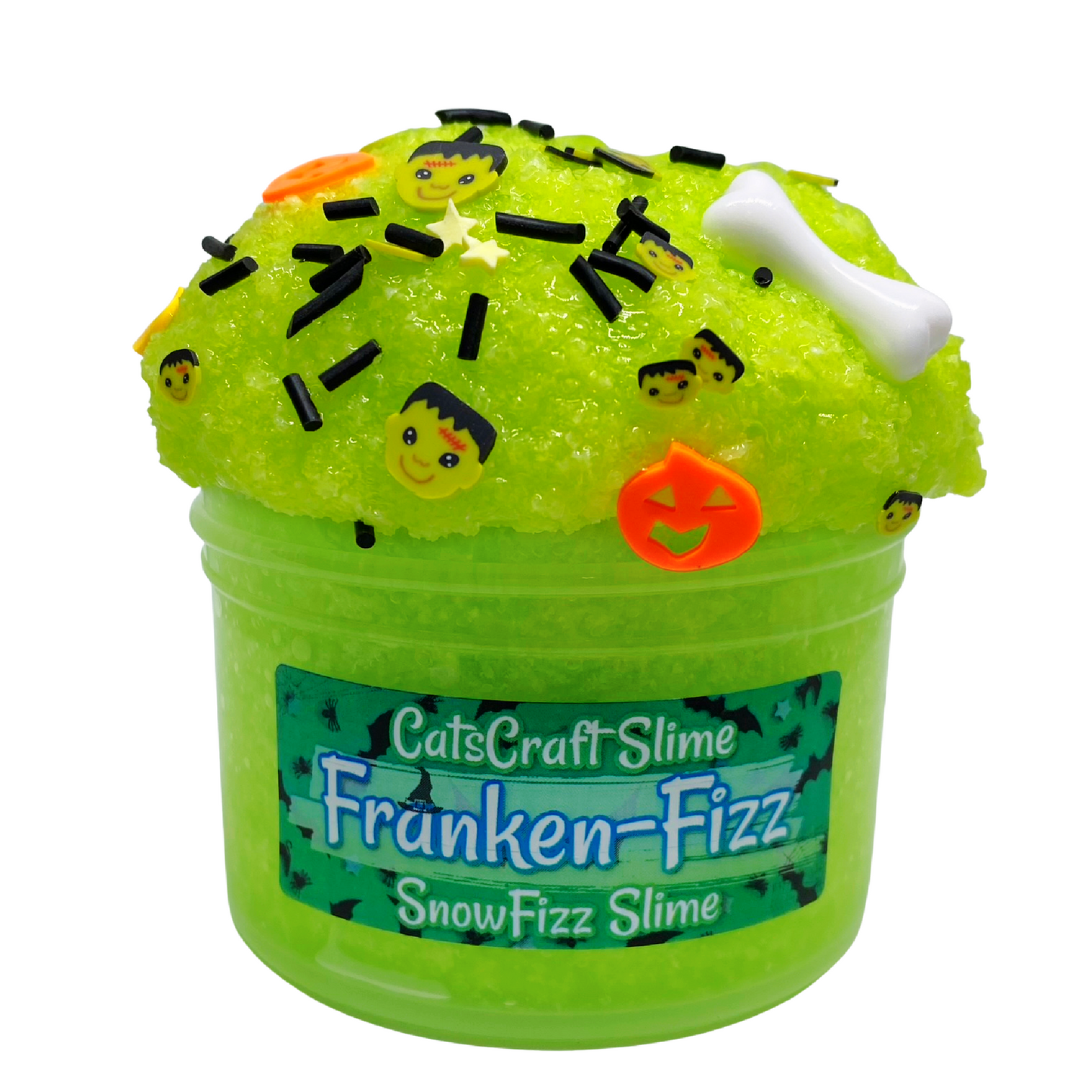 Snow Fizz "Franken-Fizz" Scented crunchy Slime ASMR with Halloween Charms