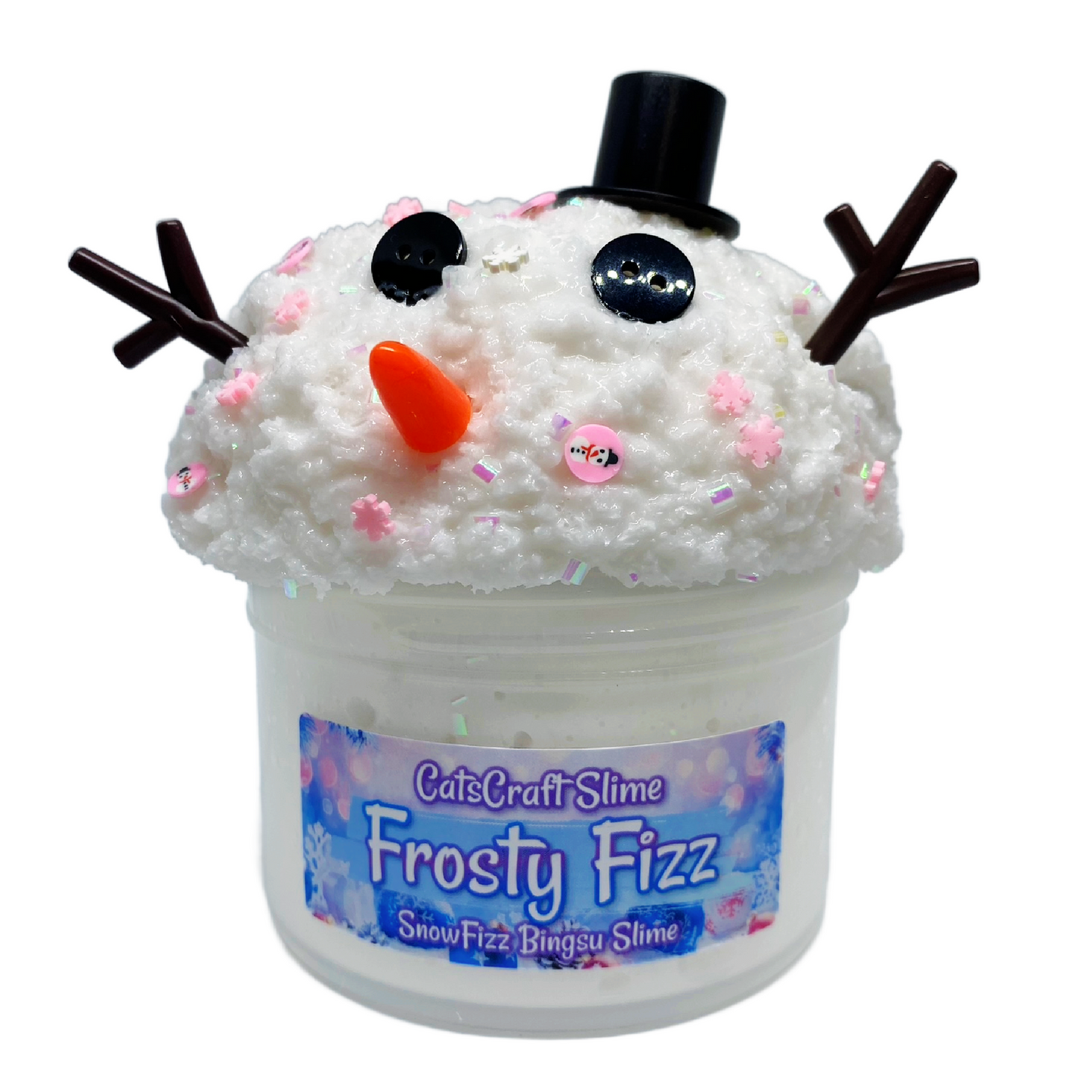 Snow Fizz Bingsu "Frosty Fizz" Scented crunchy Slime ASMR with snowman Charms