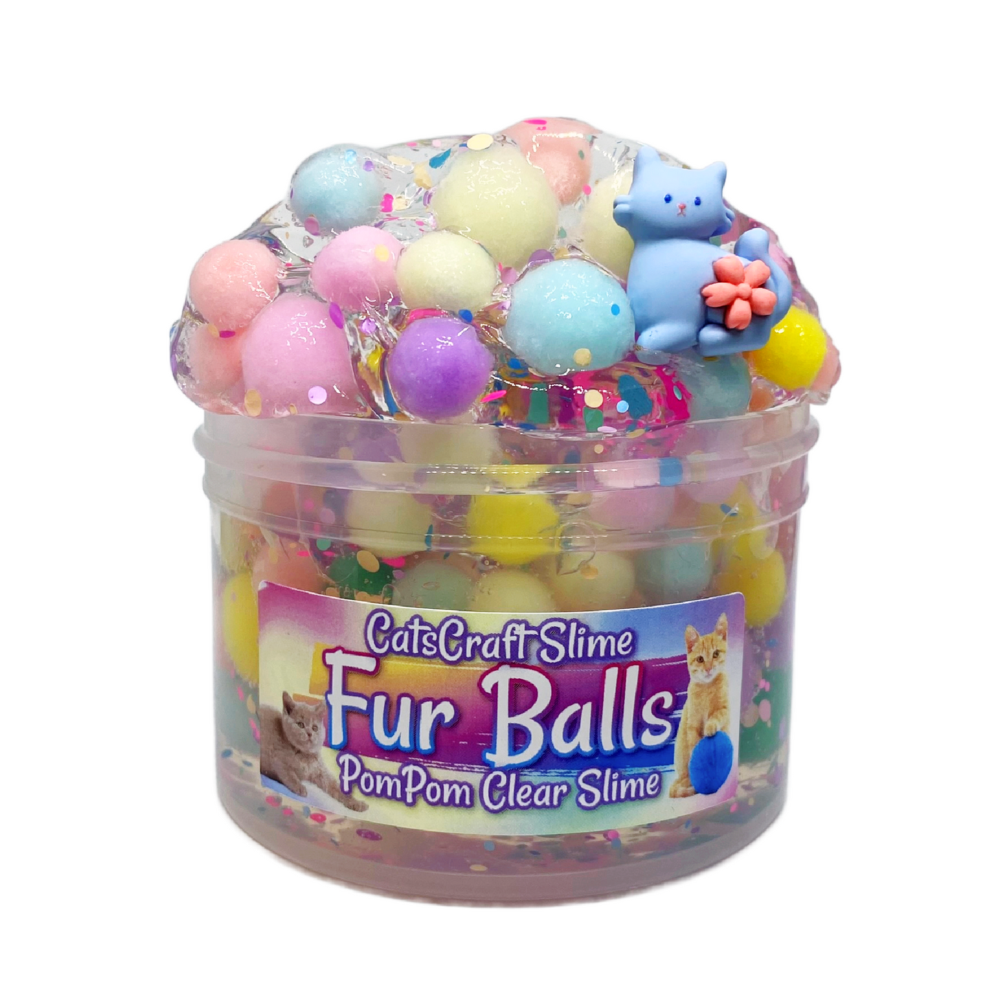 Fur Balls Pom Pom Clear Slime