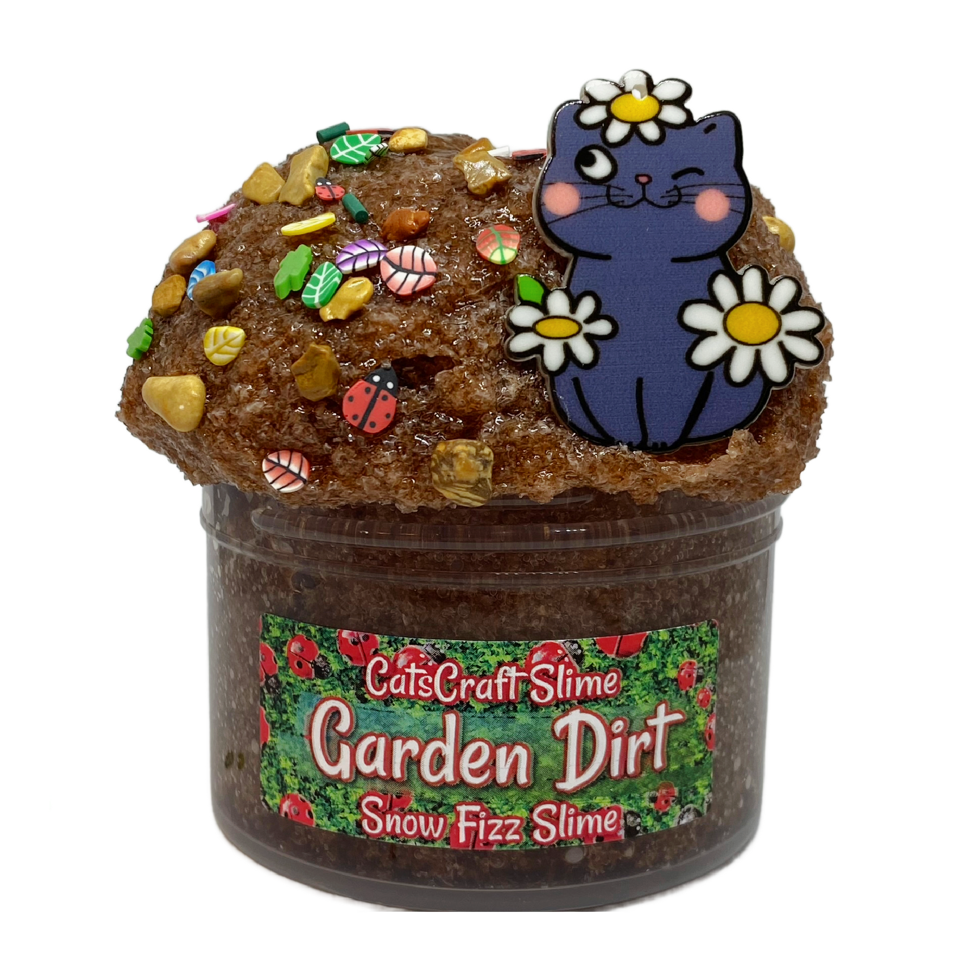 Snow Fizz Garden Dirt Scented crunchy Slime ASMR with cat Charm