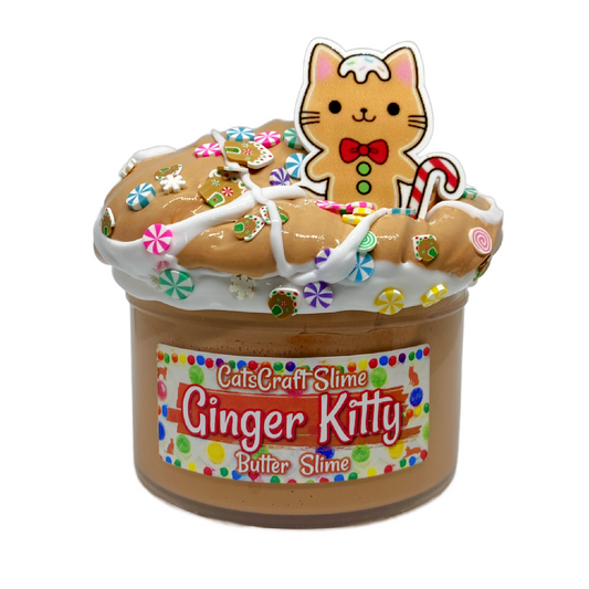 Butter Slime "Ginger Kitty" gingerbread Christmas Sprinkles Scented with Charm Inflating Soft ASMR