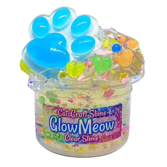 Clear Slime "Glowmeow" Scented Stretchy Glow in the dark beads in Slime ASMR 6 oz