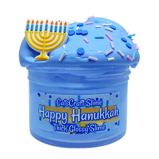 Thick Glossy Slime "Happy Hanukkah" SCENTED ASMR Charm & sprinkles