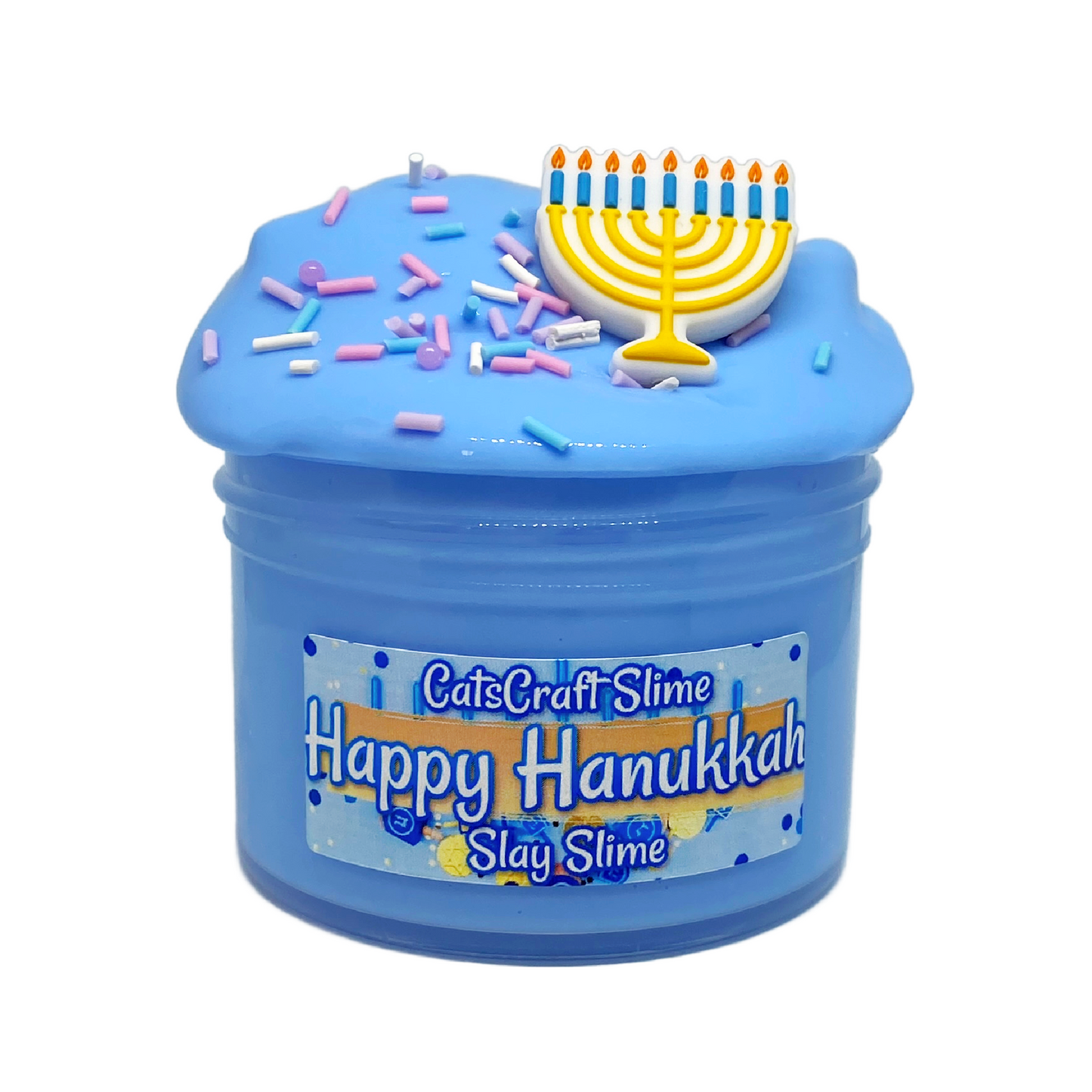 Slay Slime "Happy Hanukkah" Scented with Charm Sprinkles and Inflating Soft ASMR