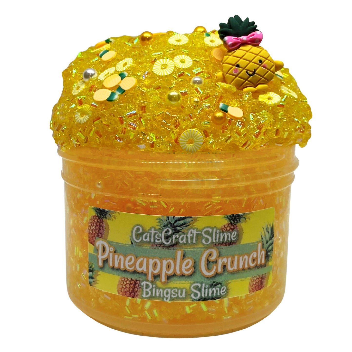 Bingsu Slime "Pineapple Crunch" SCENTED clear bingsu bead crunchy ASMR With Charm