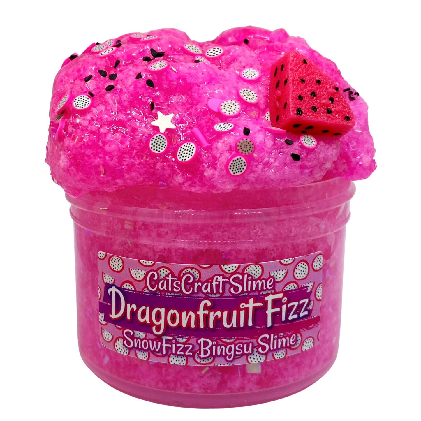 Snow Fizz Bingsu "Dragonfruit Fizz" Scented crunchy Slime ASMR with Charm