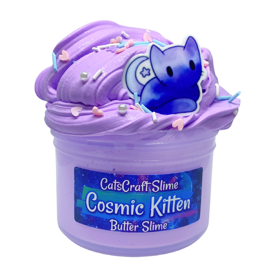 Butter Slime "Cosmic Kitten" Purple Sprinkles Scented with Charm Inflating Soft ASMR