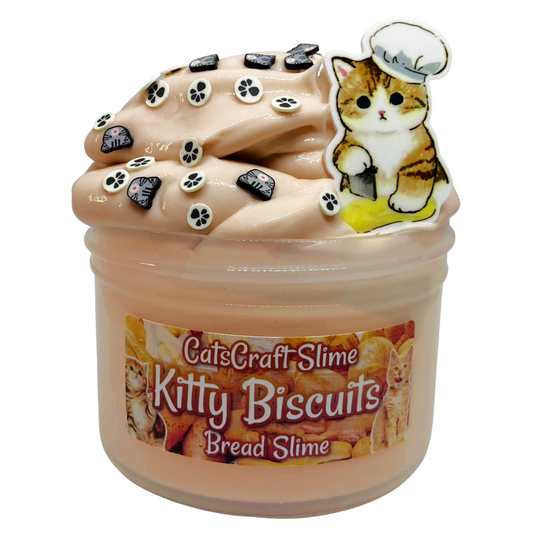 Bread Slime "Kitty Biscuits" Scented with Charm Sprinkles and Inflating Soft ASMR