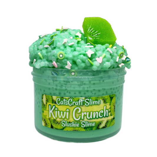 White glue Slushie Slime "Kiwi Crunch" SCENTED crunchy ASMR With Charm