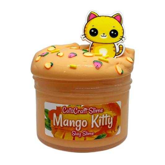 Mango Kitty cat Slay slime in the color orange with an orange cat charm catscraft