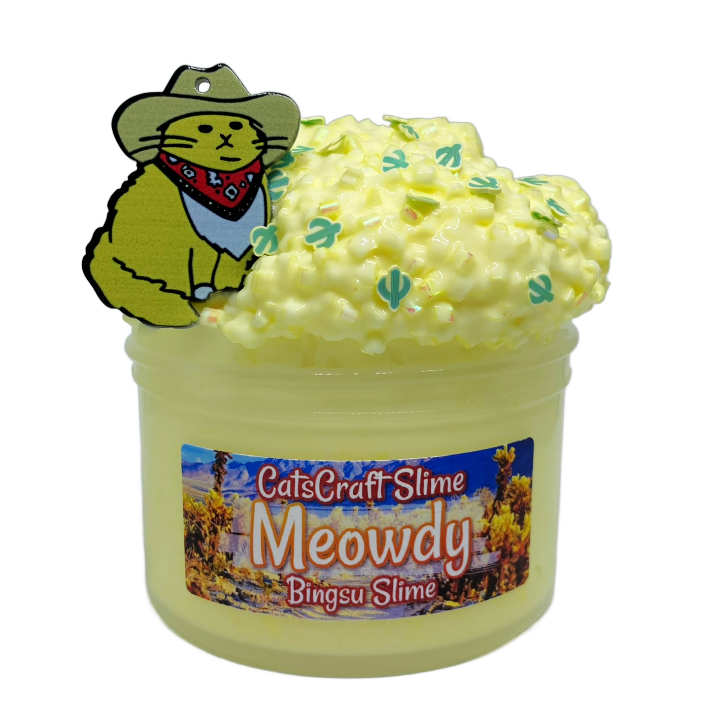 White Glue Bingsu Slime "Meowdy" SCENTED bingsu bead crunchy ASMR With Cat Charm