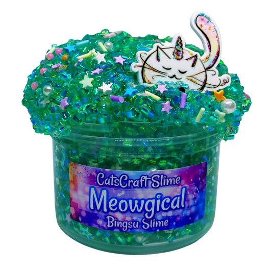 Bingsu Slime "Meowgical" SCENTED clear bingsu bead crunchy ASMR With Charm