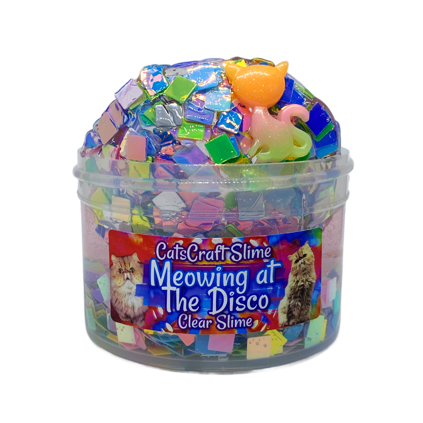 "Meowing at The Disco" - Sequin Crunch Clear Slime